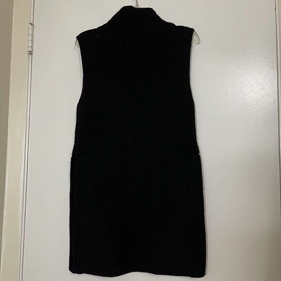Aritzia Wilfred Wool Longline Sleeveless Turtleneck Black Sweater tunic XXS - Picture 6 of 7
